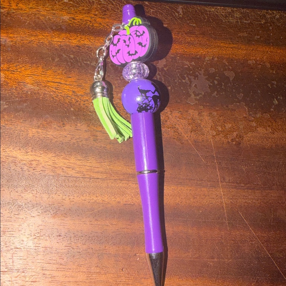 Purple Halloween-Themed Pen with Charm